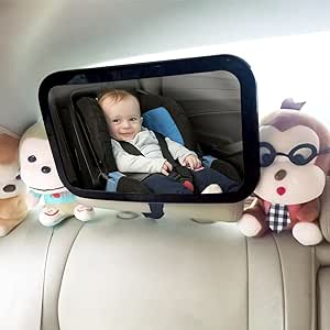 A VOICEPTT Espejo Retrovisor de Bebé para Auto,Rotación de 360 Grados Espejo de Observación para Bebés/Espejo de seguridad para pasajeros,Panorama claro,Ajustable.