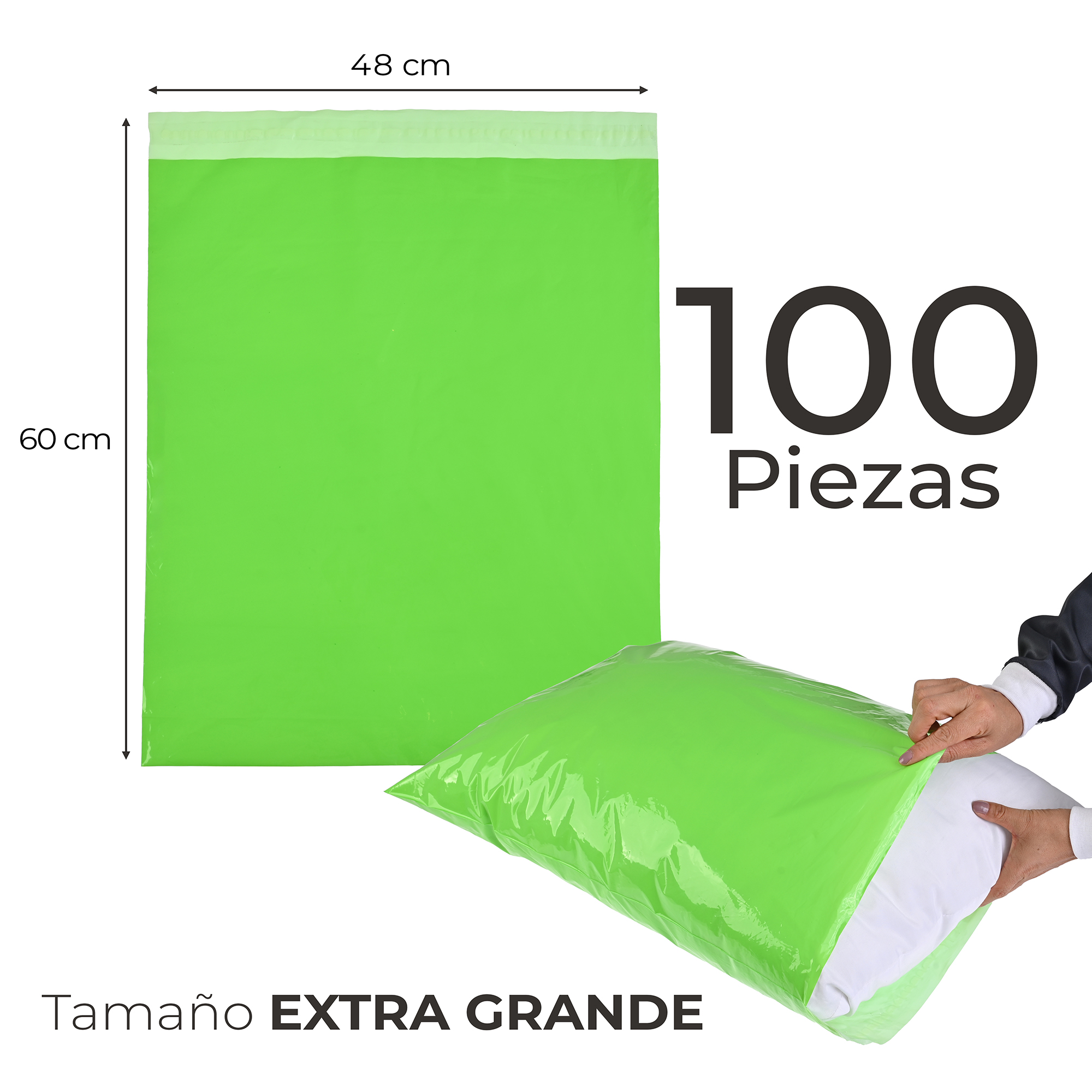 Paquete de 100 Piezas Bolsa Sobre Para Paquetería 48 X 60 Cm Tamaño EXTRA GRANDE Envíos E-Commerce, Mensajería, Adhesivo, Poly Plástico Resistente, Impermeable MOD:A021.