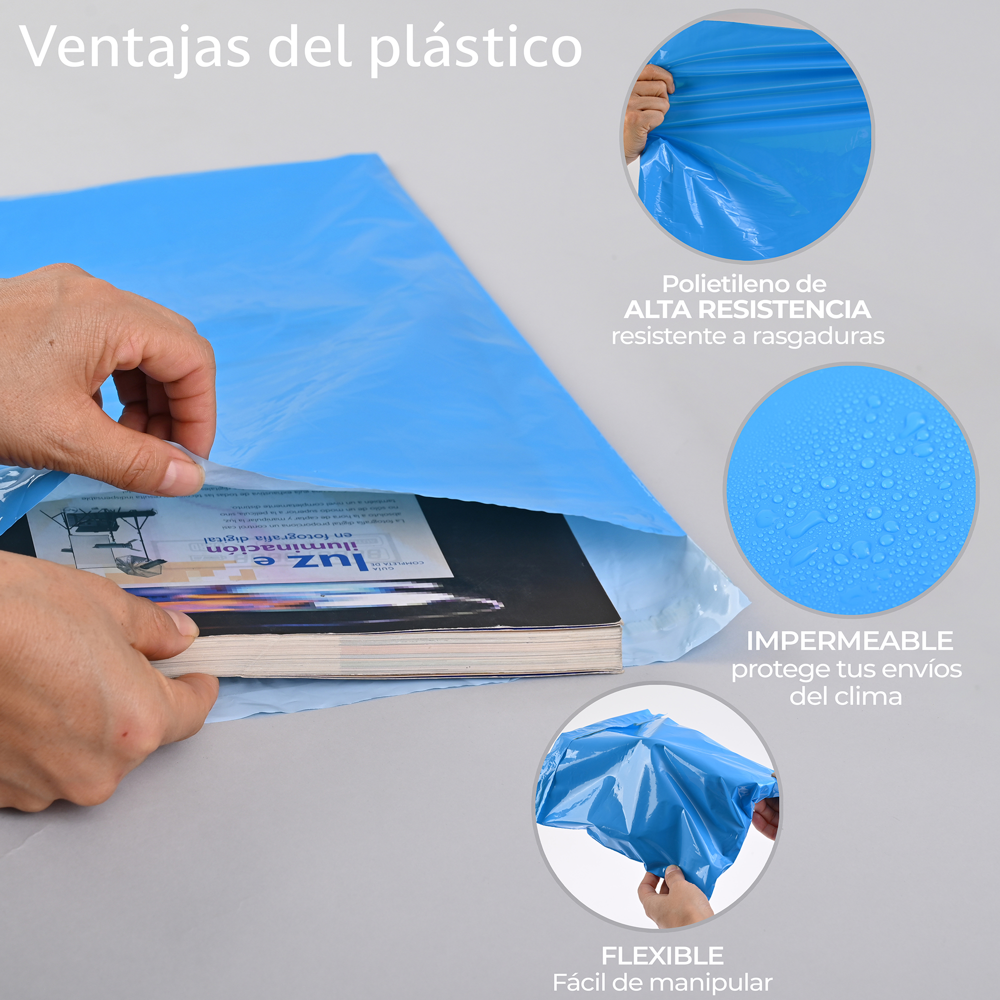 Paquete de 100 Piezas Bolsa Sobre Para Paquetería 30 X 40 Cm Tamaño MEDIANO Envíos E-Commerce, Mensajería, Adhesivo, Poly Plástico Resistente, Impermeable MOD:A023.