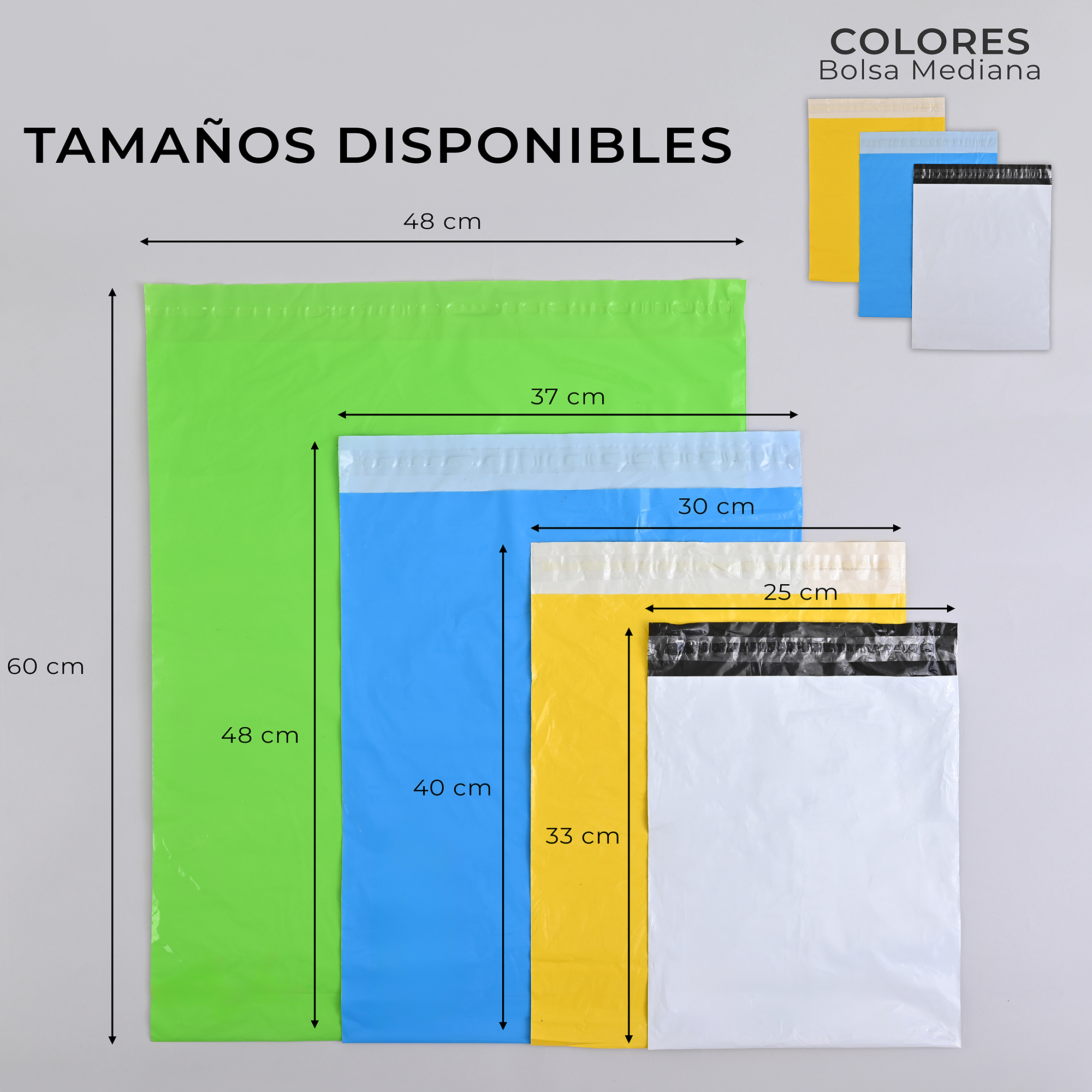 Paquete de 100 Piezas Bolsa Sobre Para Paquetería 30 X 40 Cm Tamaño MEDIANO Envíos E-Commerce, Mensajería, Adhesivo, Poly Plástico Resistente, Impermeable MOD:A023.