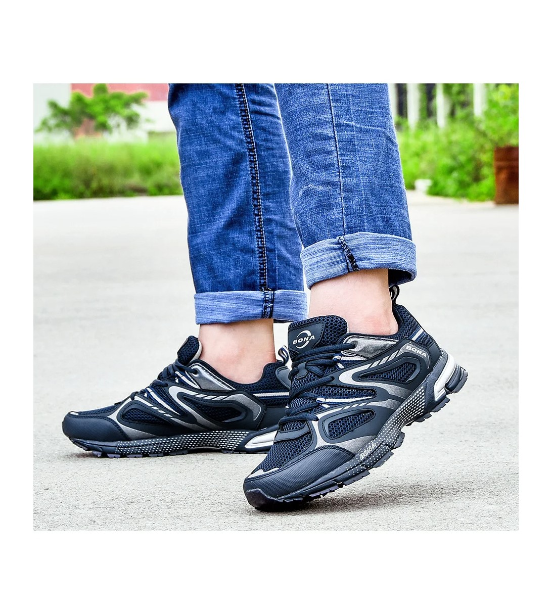 Tenis deportivos azul correr estilo clásico hombre zapatos deporte malla cordones correr caminar.