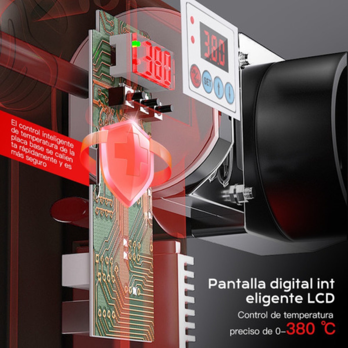 Termofusor Kit 1500w 0-380°c Digital Pantalla Dados+tijeras Negro