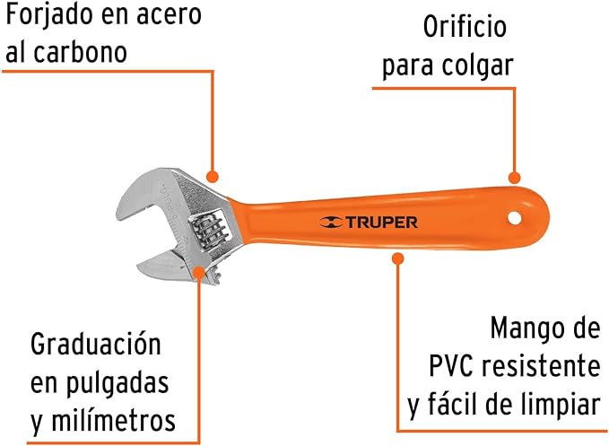 Truper PET-8X, Perico, mango comfort grip, cromado 8".