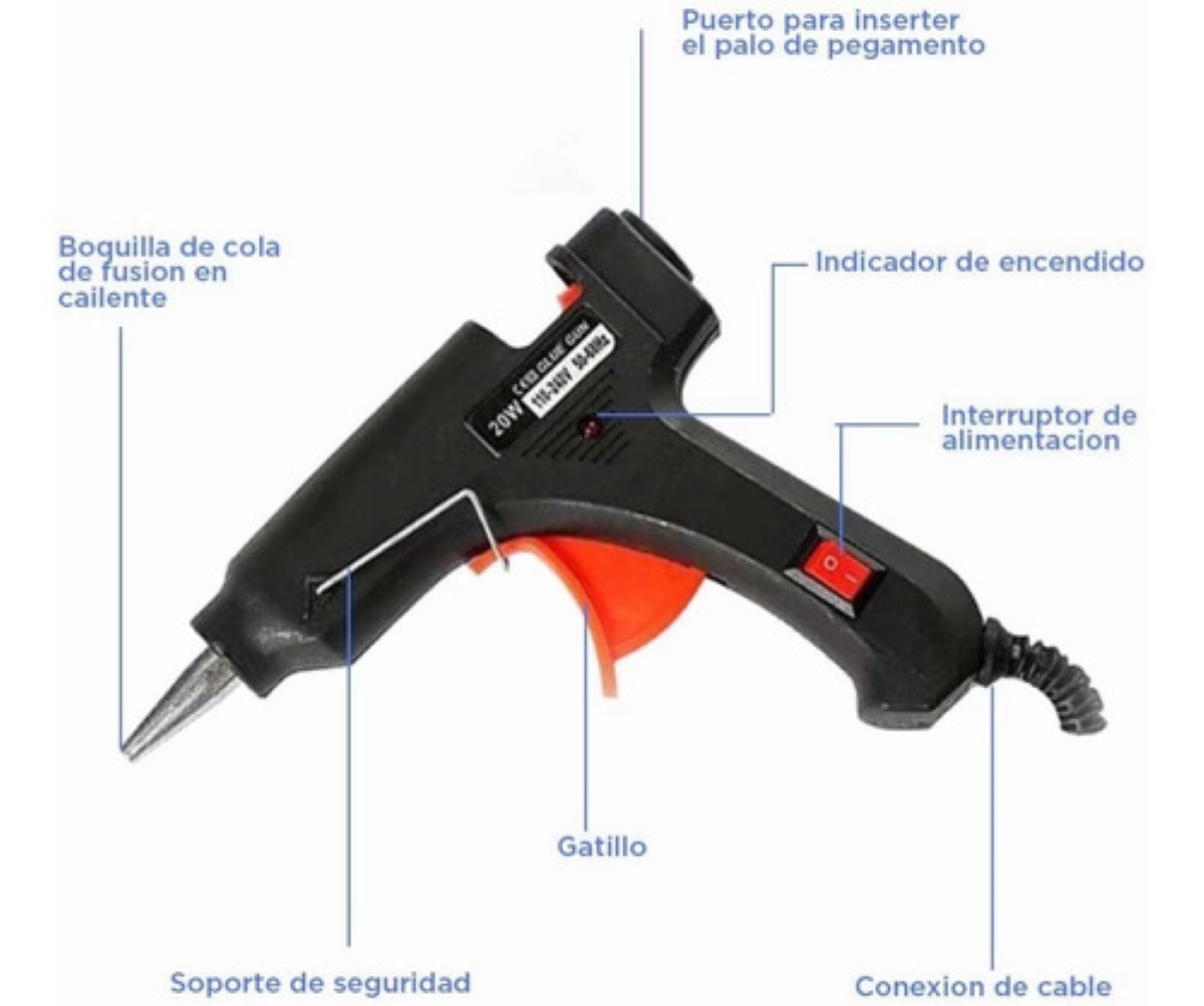 Pistola De Silicon Caliente Eléctrica Pegamento 50 Barras Color Negro