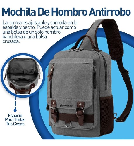 Mochila cruzada Bluelander Mochila Cruzada de Broches color gris 15L 