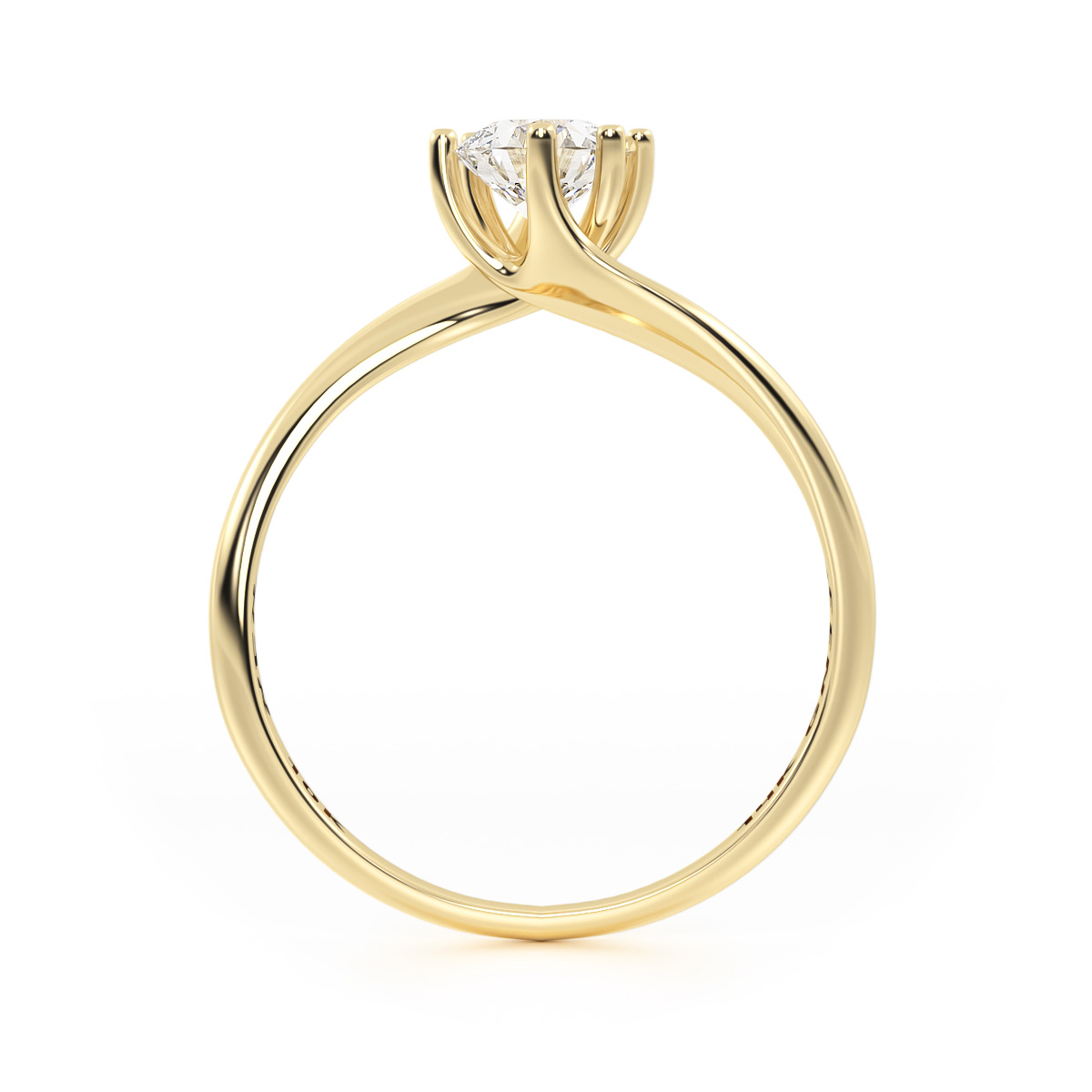 ANILLO DE COMPROMISO  ORO AMARILLO 10K  SOLITARIO CURVO ABBA JOYAS .