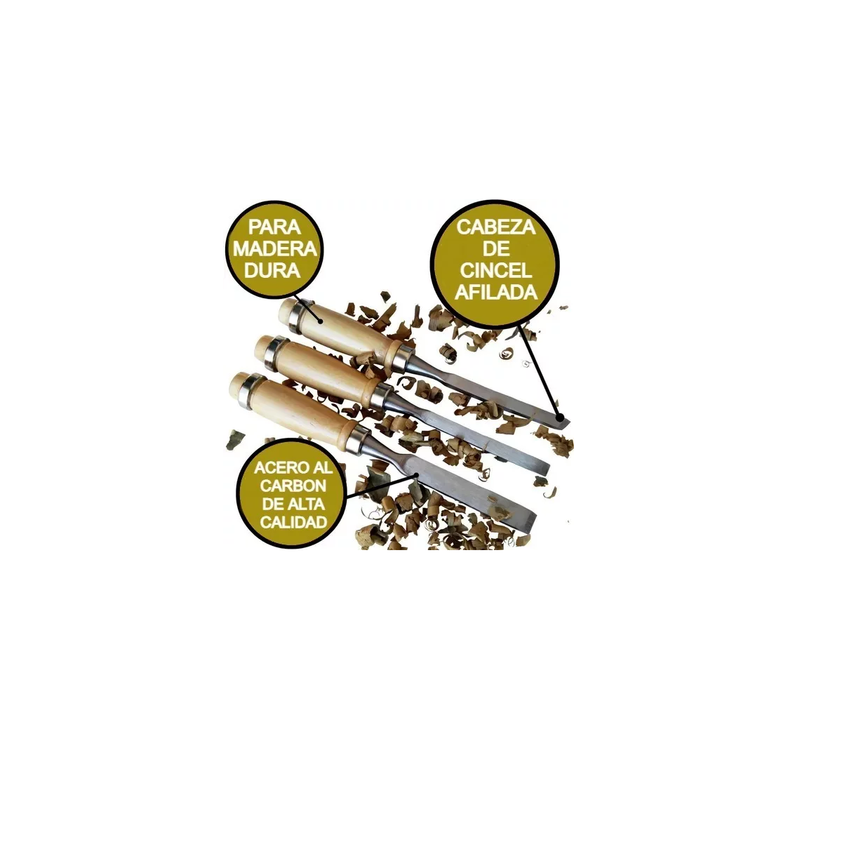 Cincel Formon Juego Madera Gubia Carpintero Tallado 12 pzs Marron/Plata .
