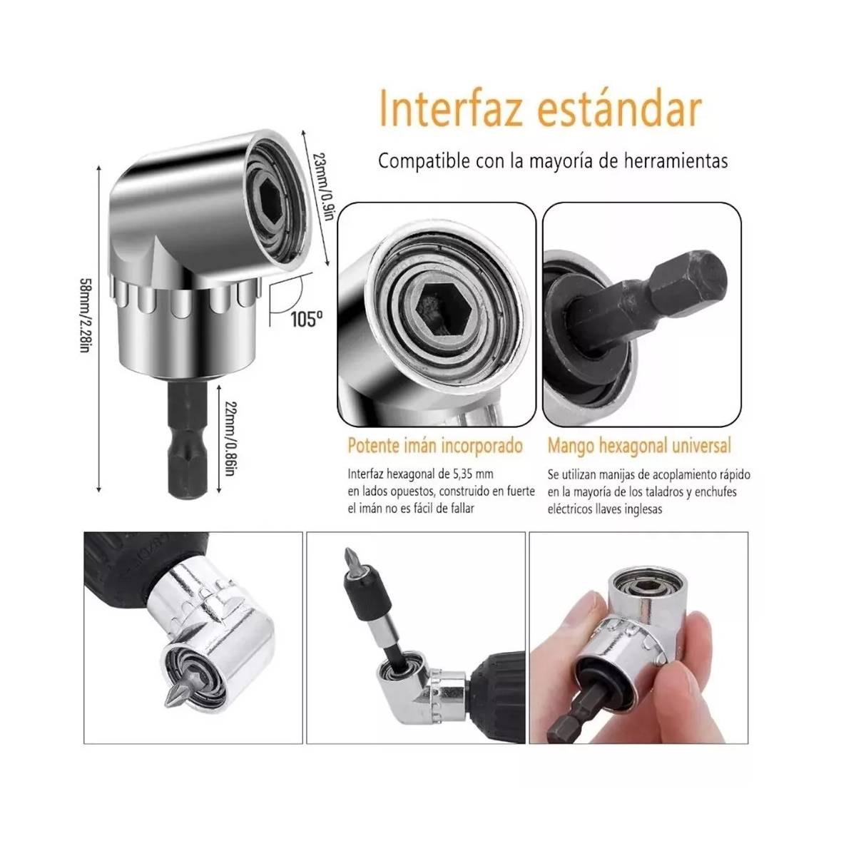 24pcs Kit De Adaptador De Taladro Eléctrico Con Angular 105° Negro.