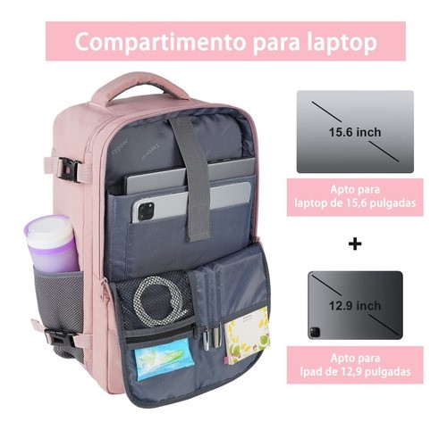 Mochila De Viaje Para Mujer, Aprobado Por Avión 10kg, rosa