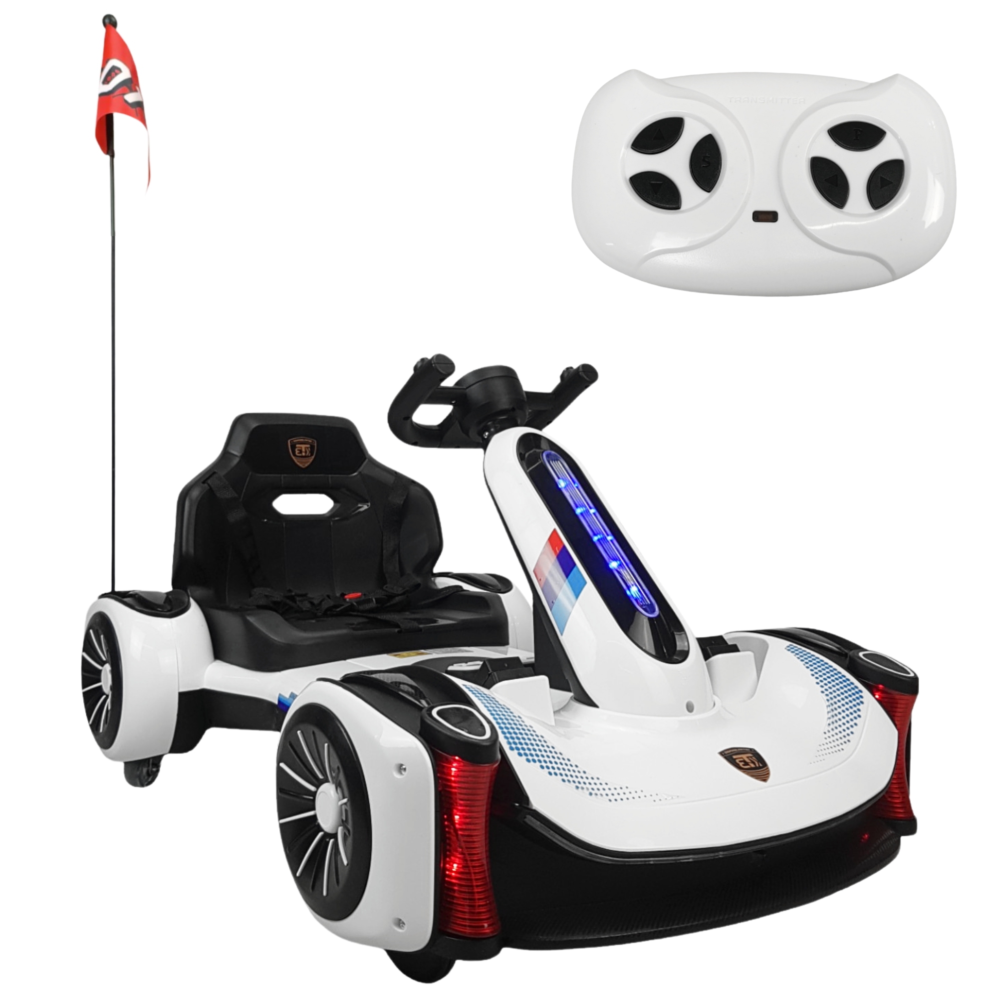 Go Kart Montable Electrico Control Remoto Luz y Sonido 12V - Blanco