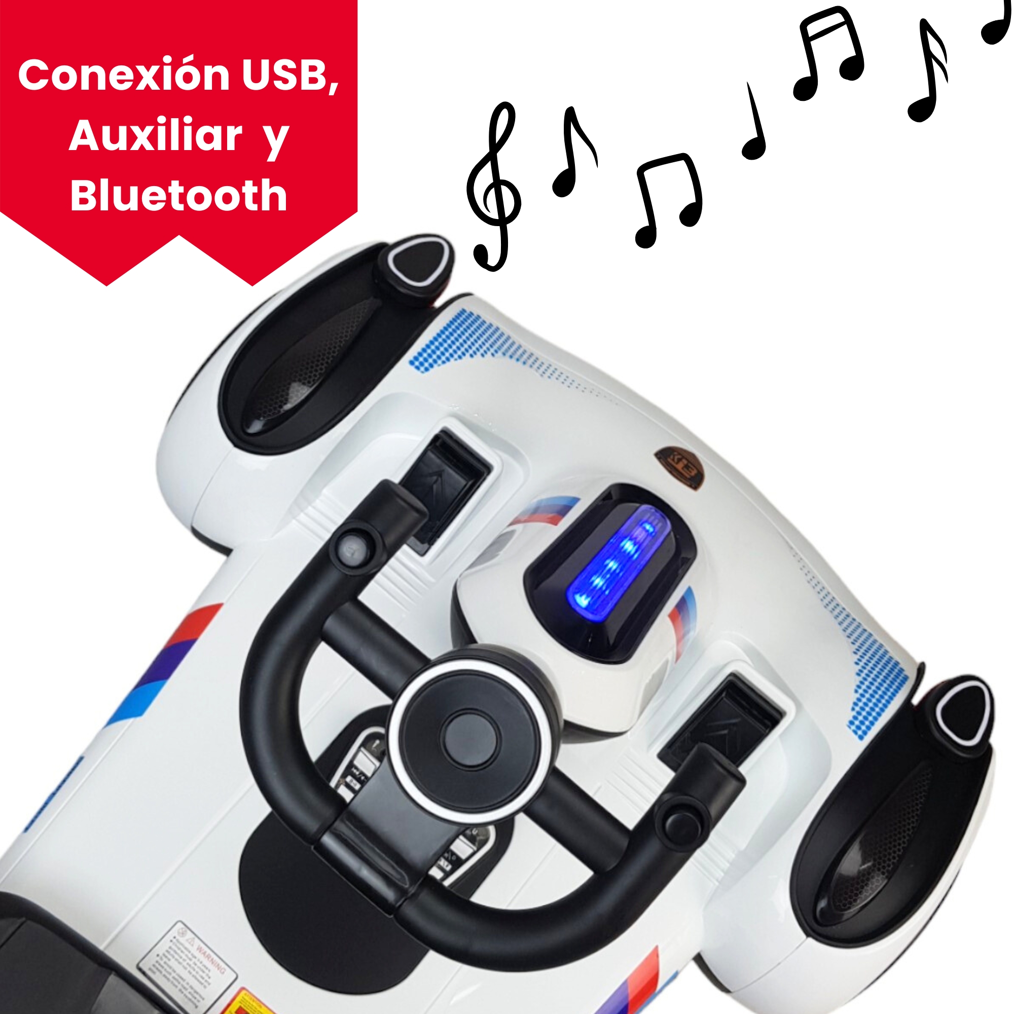 Go Kart Montable Electrico Control Remoto Luz y Sonido 12V - Blanco