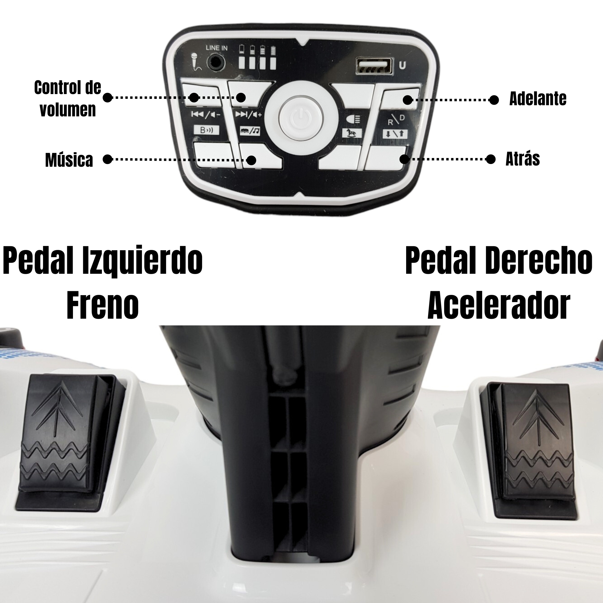 Go Kart Montable Electrico Control Remoto Luz y Sonido 12V - Blanco