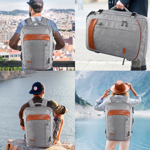 Mochila De Viaje Vancropak 1215 Mochilas De Viaje 50L Mochila Viaje con Tres Bolsos Gris y Naranja