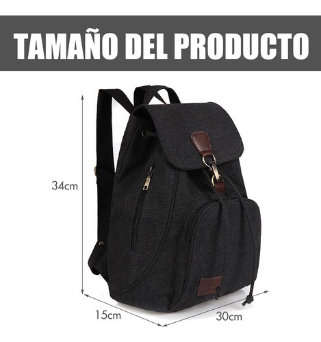 Mochila Escolar Antirrobo Para Mujer Mochila De Lona Se Adapta Una Laptop De 13 Pulgada Negro