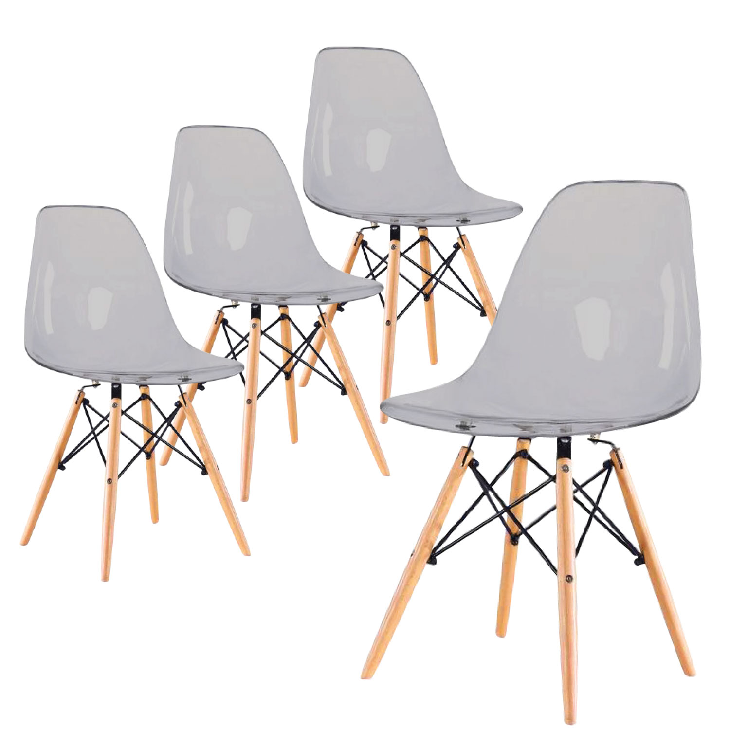 Set 4 Sillas Eames Modernas Minimalistas Acrílico Reforzado.