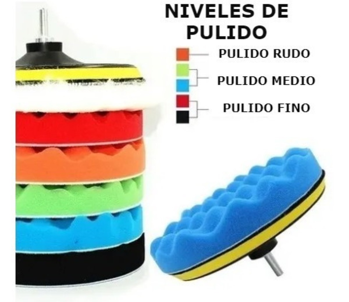 Kit Almohadillas Pulidora Esponja Pulir Encerar Borla 31 Pzs