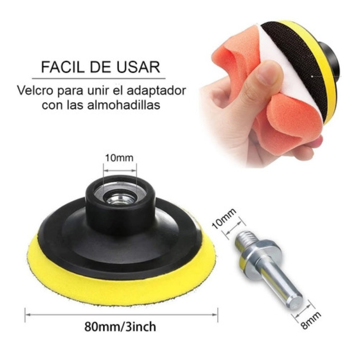 Kit Almohadillas Pulidora Esponja Pulir Encerar Borla 31 Pzs