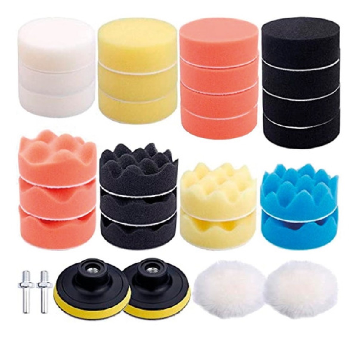Kit Almohadillas Pulidora Esponja Pulir Encerar Borla 31 Pzs