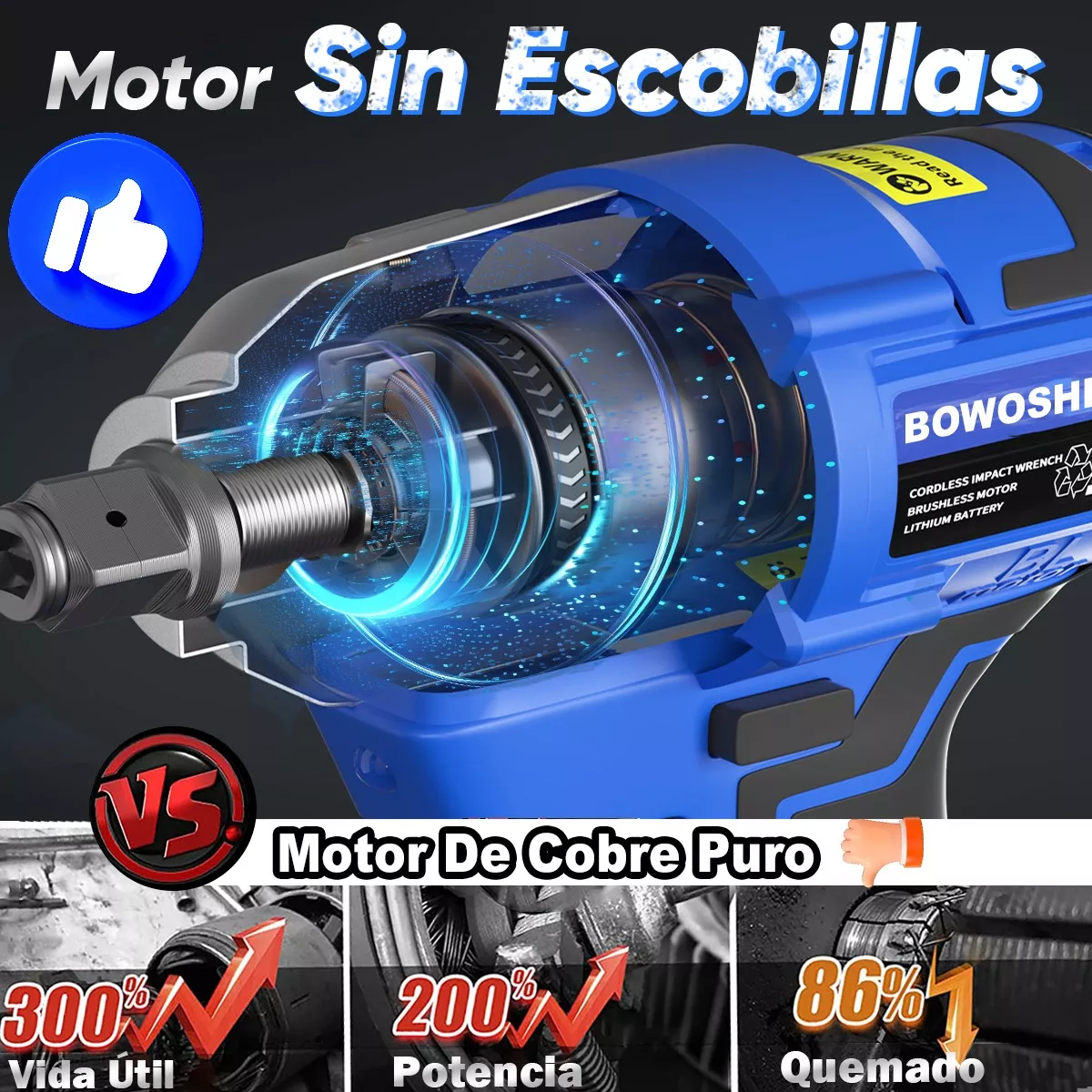 Llave De Impacto 1/2 Inalámbrica Eléctrica Con Batería 420n. Azul.