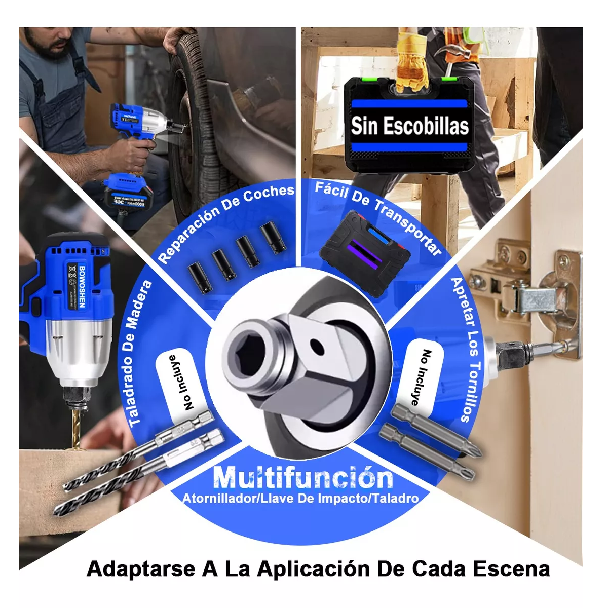 Llave De Impacto 1/2 Inalámbrica Eléctrica Con Batería 420n. Azul.