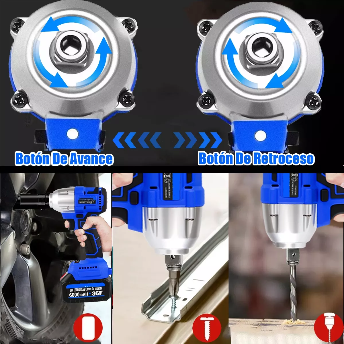 Llave De Impacto 1/2 Inalámbrica Eléctrica Con Batería 420n. Azul.