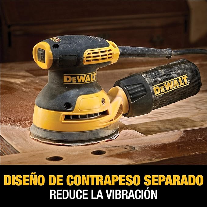 DEWALT DWE6421-B3 Lijadora Roto-Orbital 5 pulgadas, Amarillo.