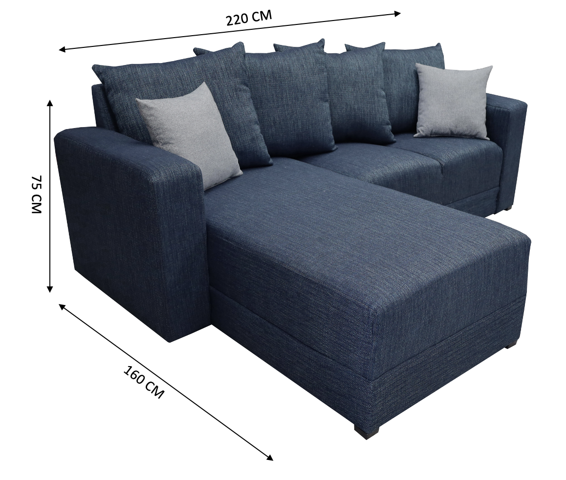 Sala Esquinera Lombar Azul 220x160 cm Tela lino nacional El Bazar Store.