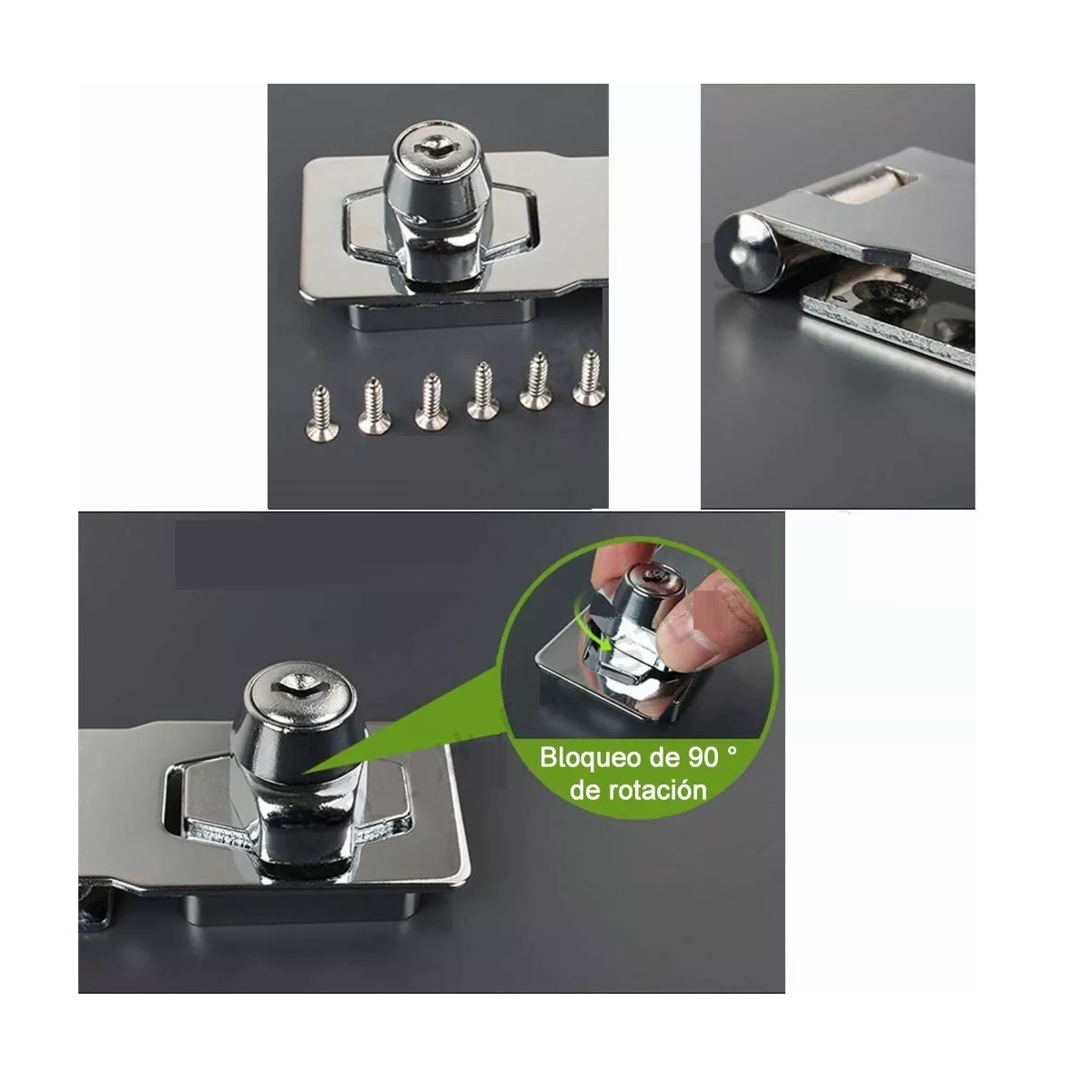 3pcs Cerradura Seguridad Puerta Principal Cajón 2.5 Pulgadas Gris .