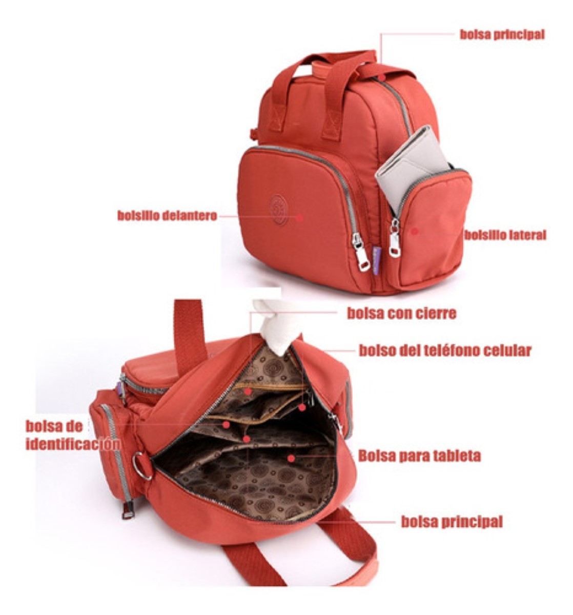 "Mochila De Moda Para Mujer Bolsas De Hombro Naranja ".