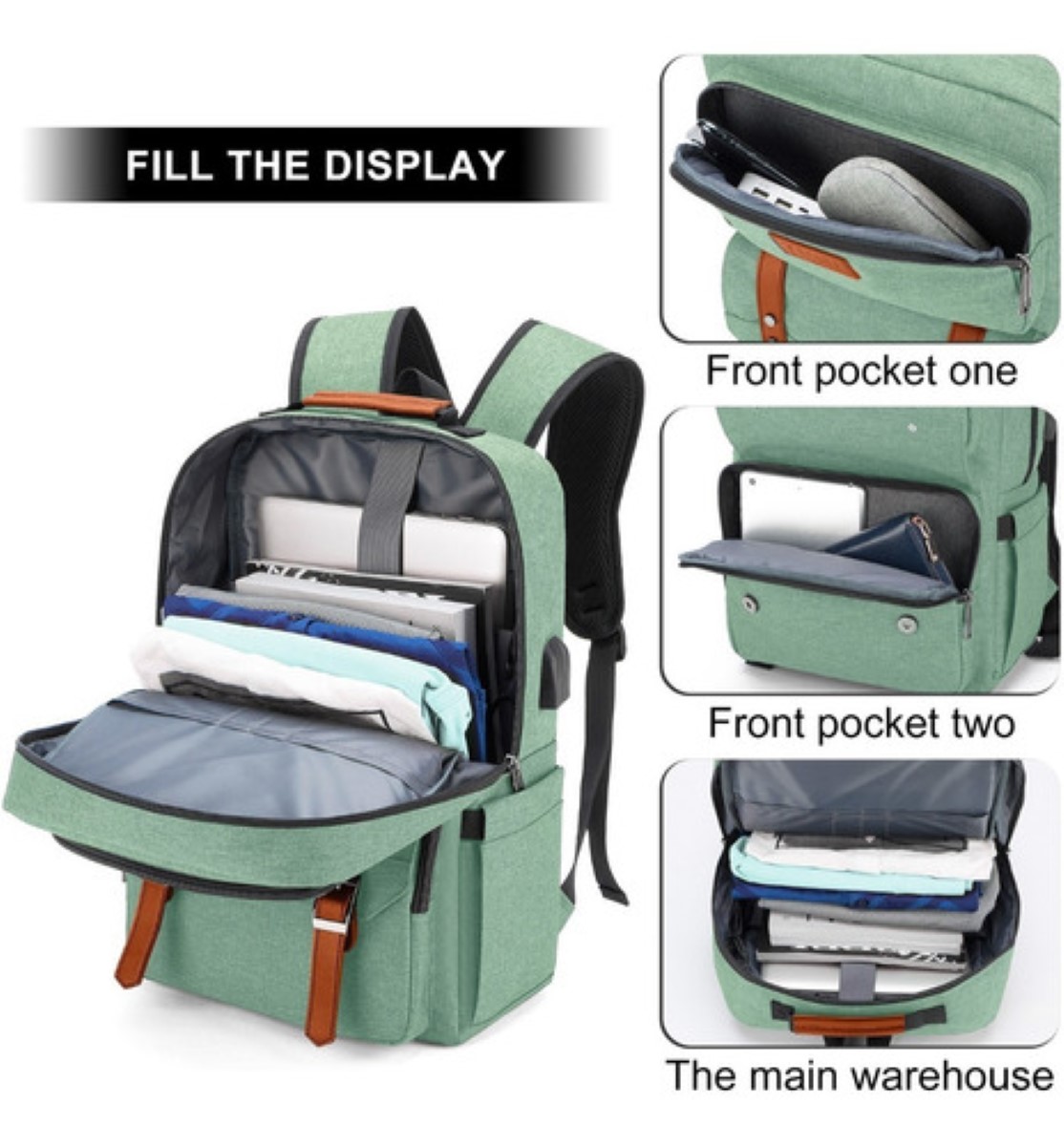"Mochila Antirrobo Mochila Para Portátil Mochilas De Viaje Verde "