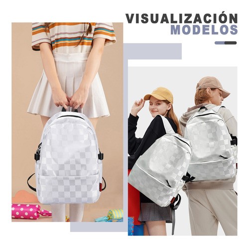 Mochilas Escolares Para Mujer/hombres Multifuncional,viaje Gran Capacidad Juvenil Casual Moderna blanco