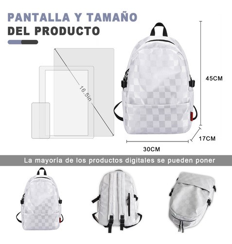 Mochilas Escolares Para Mujer/hombres Multifuncional,viaje Gran Capacidad Juvenil Casual Moderna blanco
