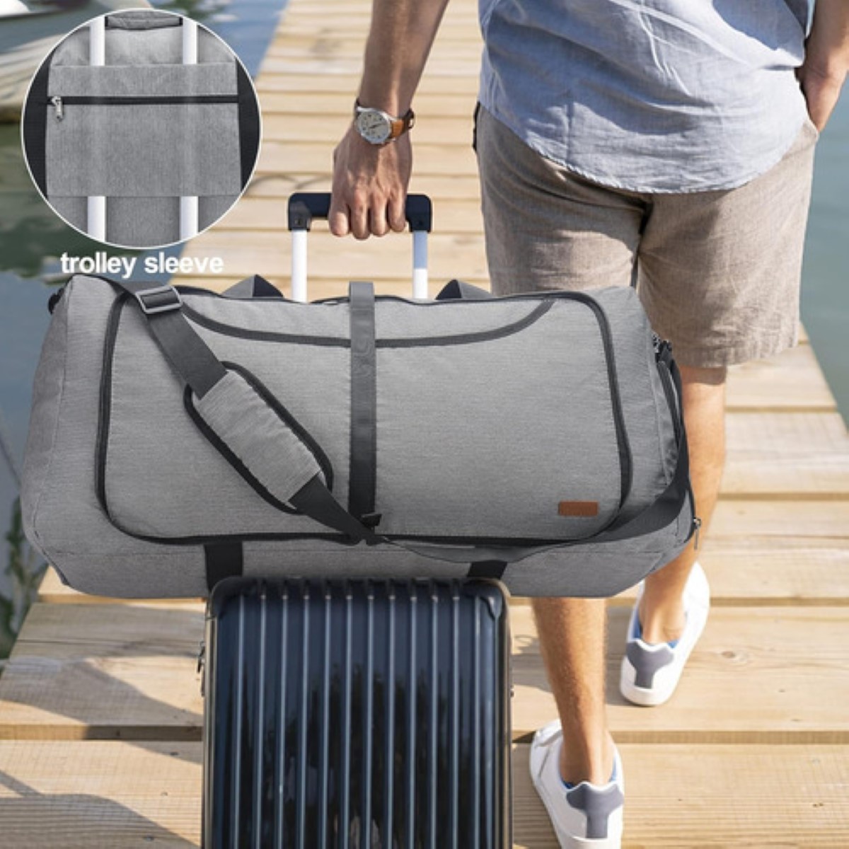 Mochila De Viaje Plegable Maleta Deportiva GRIS