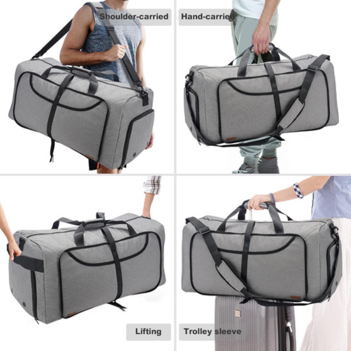 Mochila De Viaje Plegable Maleta Deportiva GRIS