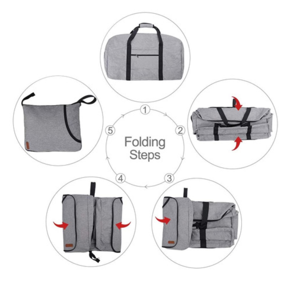 Mochila De Viaje Plegable Maleta Deportiva GRIS