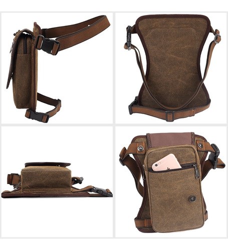 Riñonera Bolso Mochila D Pierna Tactica Militar Lona Vintage.