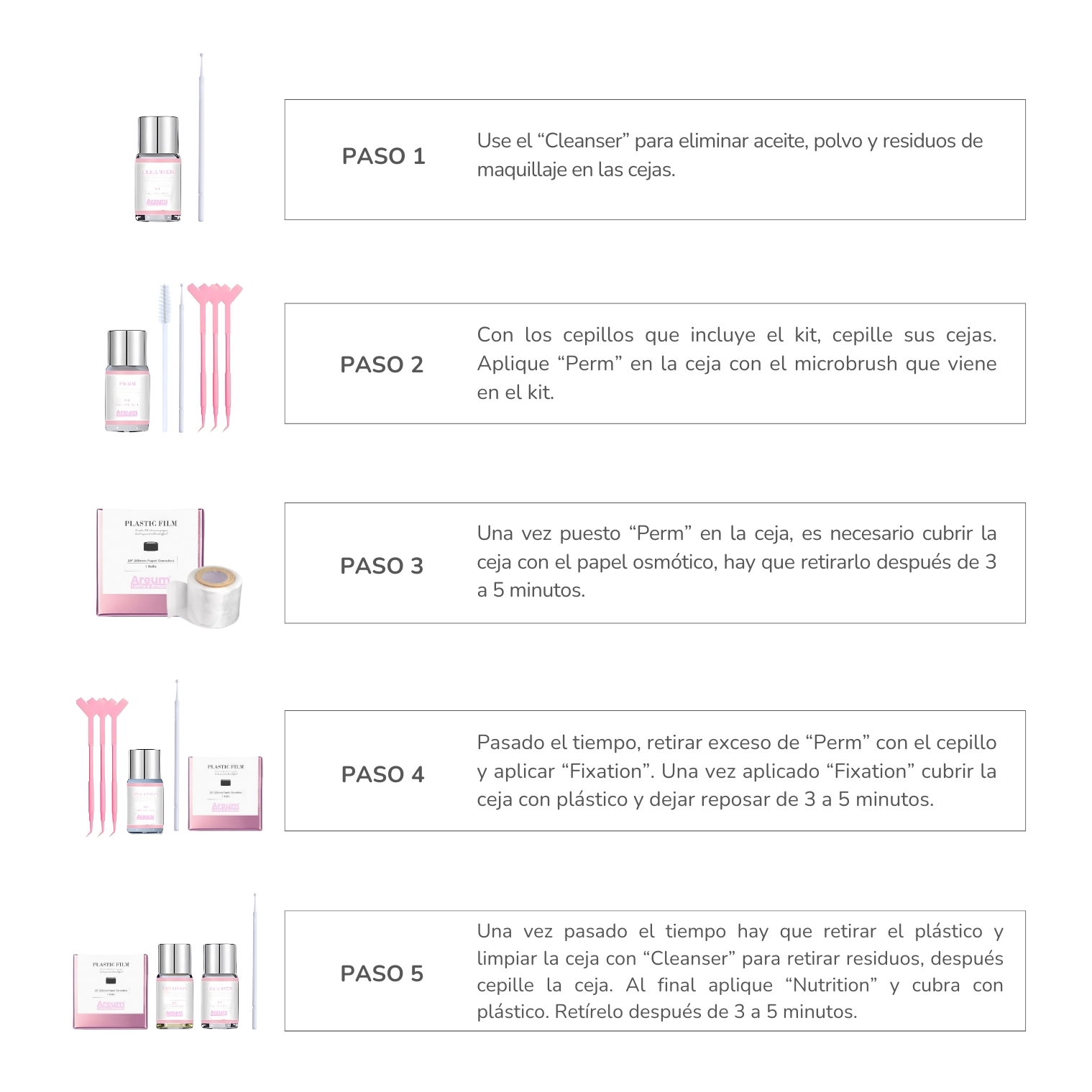 Kit Planchado De Cejas Profesional Areum Lashy & Browns.