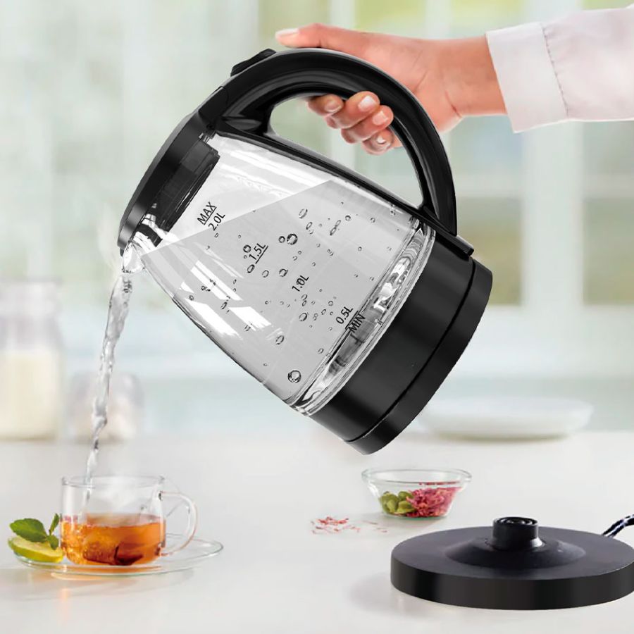 Tetera Eléctrica de Vidrio con Luz LED 2L.