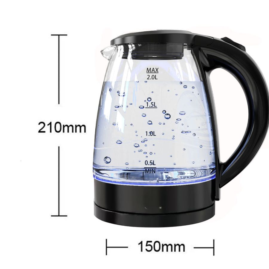Tetera Eléctrica de Vidrio con Luz LED 2L.