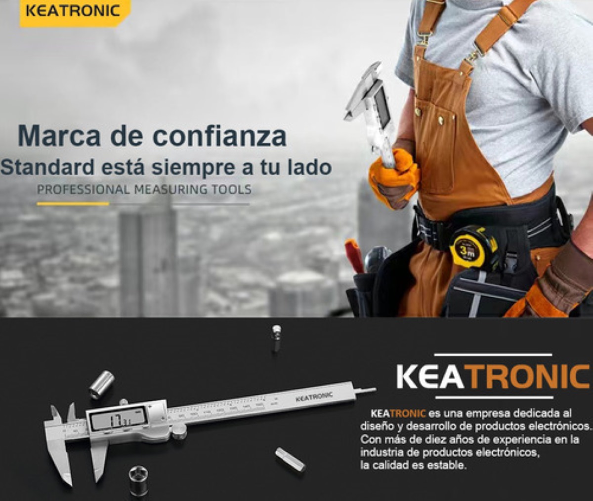 Calibrador Vernier digital profesional toda la estructura metal alta precisión uso industrial 0mm a 150mm Keatronic A150