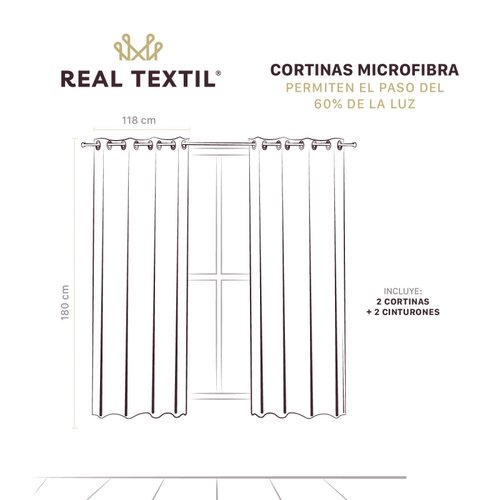 Cortina 2.36 X 1.80m Con Argollas Azul Grisaceo REAL TEXTIL.