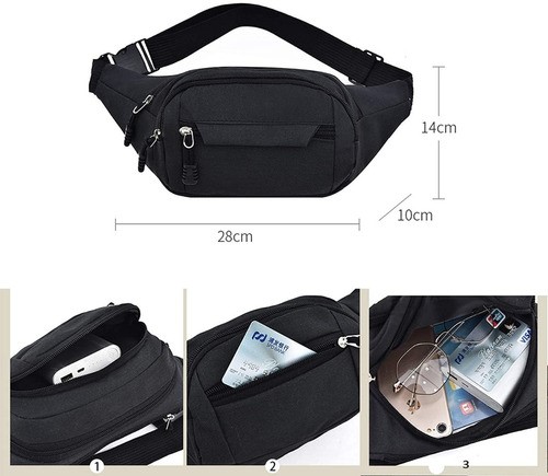 Canguera Riñonera Premium - Deportiva Y De Viaje Negro