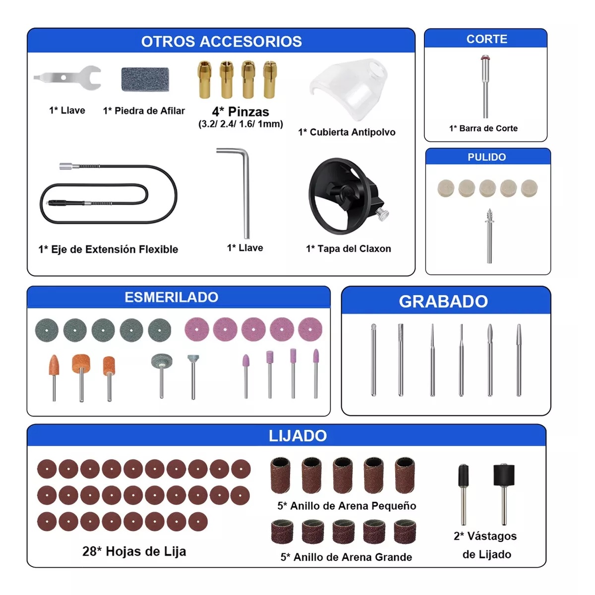 Mini Taladro Mototool Para Cortar Lijar Pulir Azul Rey /Negro.