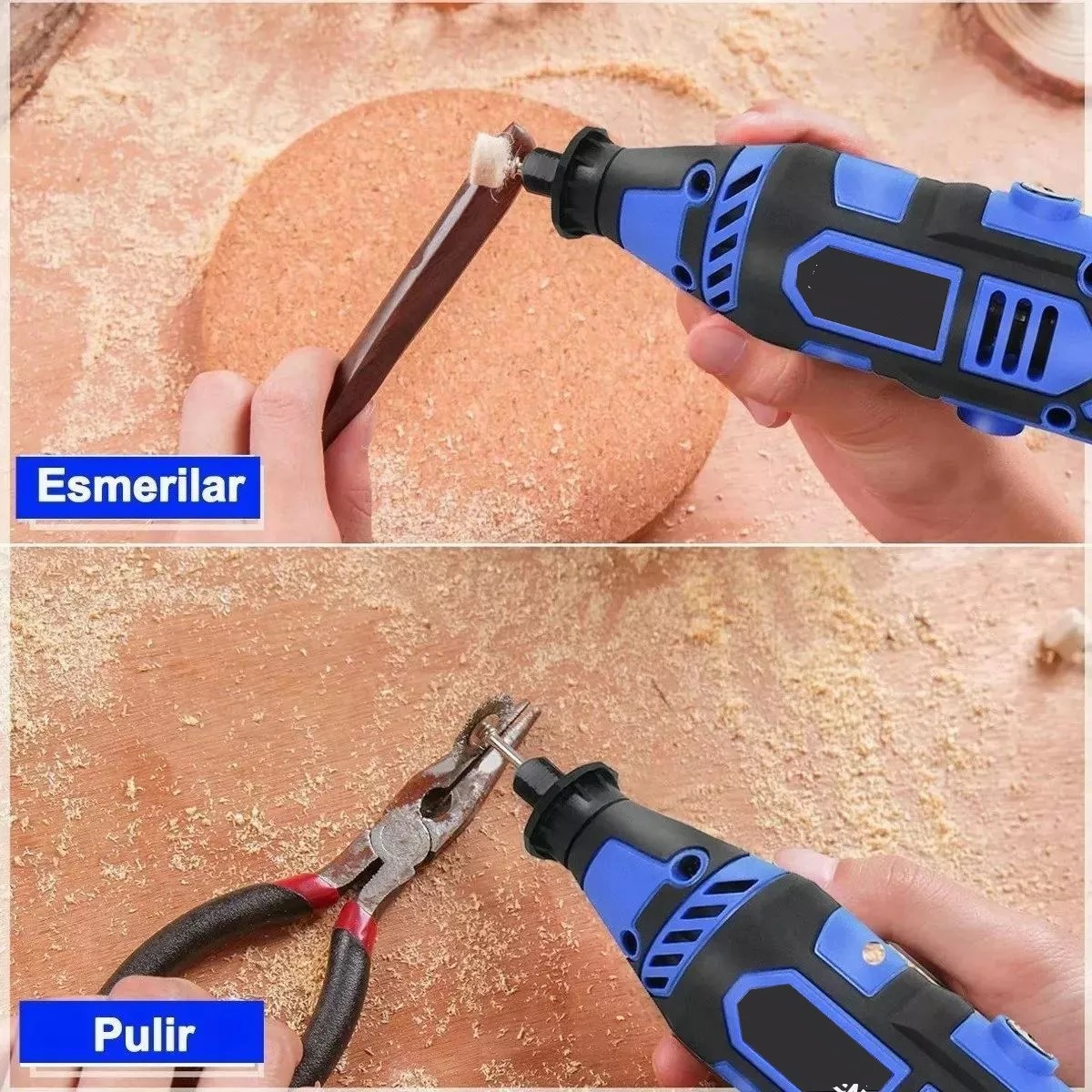 Mini Taladro Mototool Para Cortar Lijar Pulir Azul Rey /Negro.