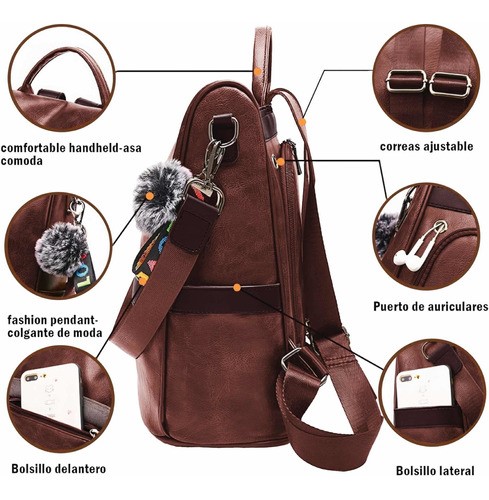 Mochilas Antirrobo Para Mujer Moda Mochila Cafe