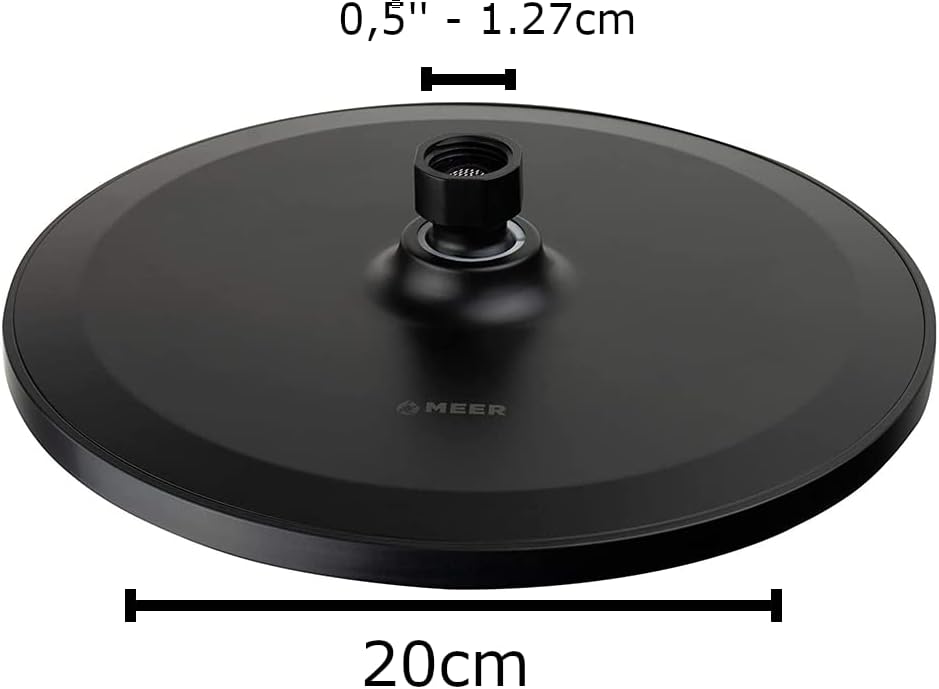 Regadera Redonda de 9" (22.8 cm) en Negro Mate, Sistema Anti-Sarro, ABS.