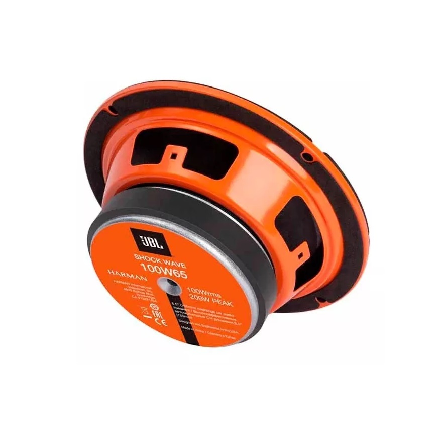 Par de Bocinas 6.5 Pulgadas Medio Rango JBL Shockwave 100W65 100W Rms Para Auto, Color Negro
