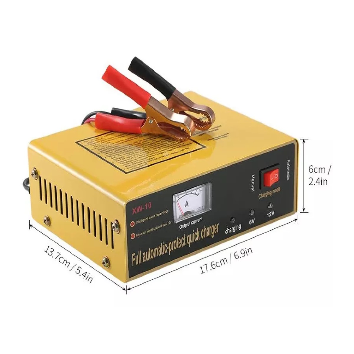 6v/12v 80ah Cargador De Batería De Coche Inteligente Amarillo.