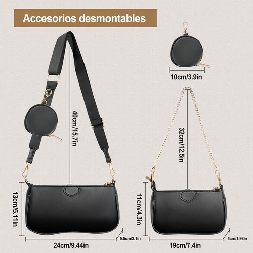 Bolsa 3 En 1 Moda Mujer Bandolera Crossbody Monedero Cartera