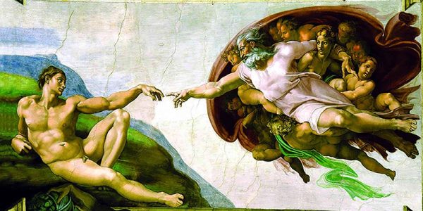 Cuadro Decorativo Canvas La Creación de Adan de Miguel Ángel, es un fresco en la bóveda de la Capilla Sixtina.